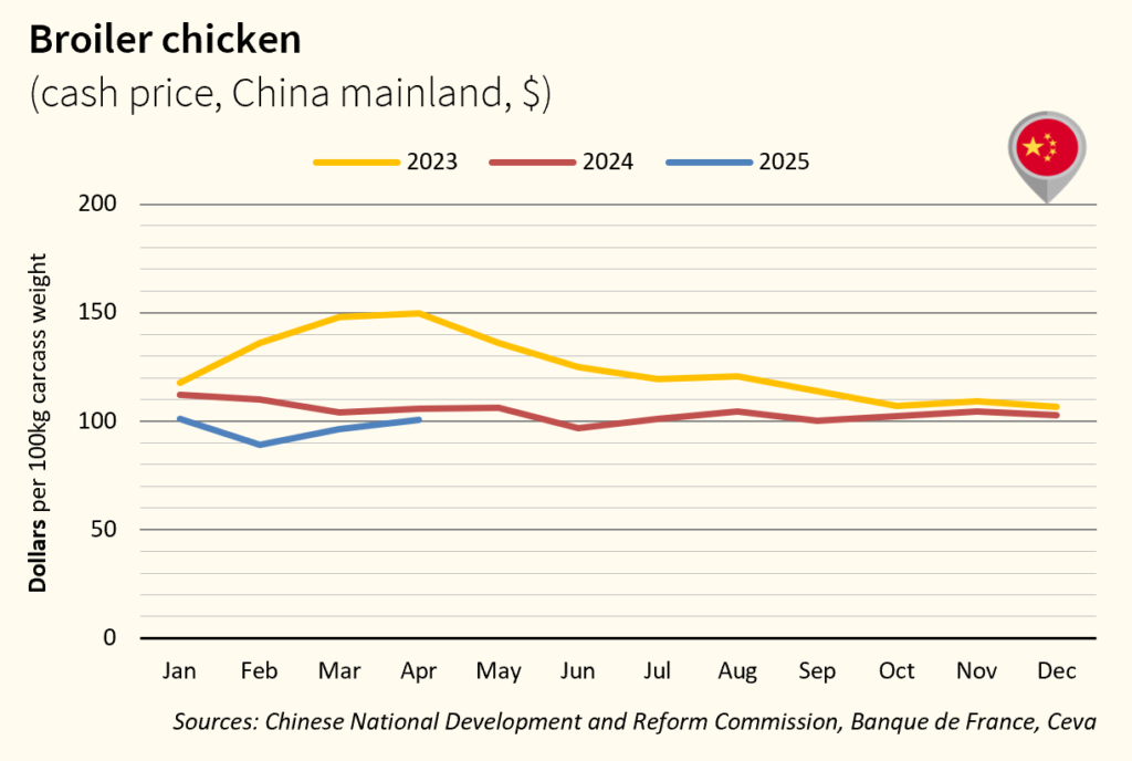 CHINA Broiler Chicken Prices in $ April 2025